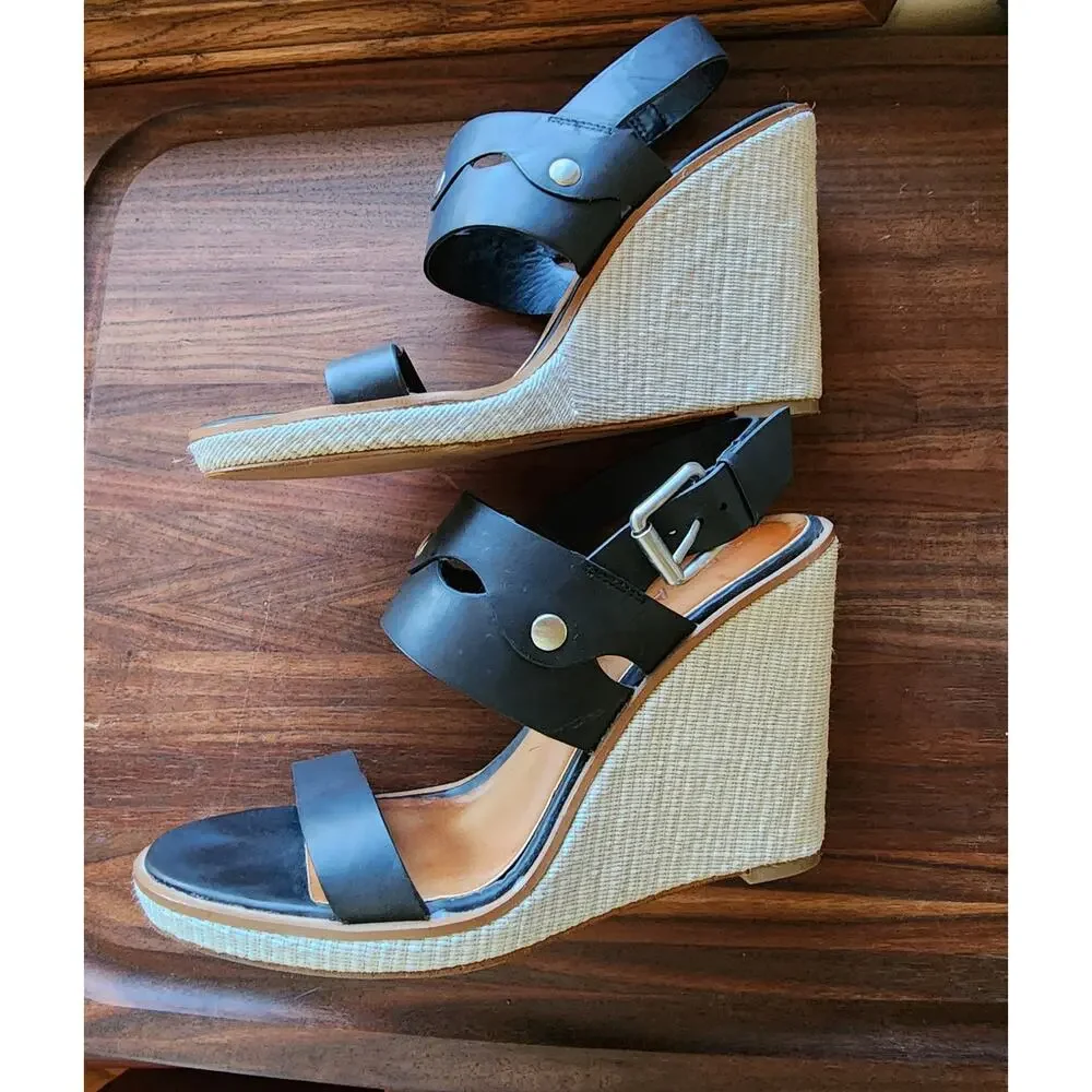 1State Black‎ Leather Platform Sandals